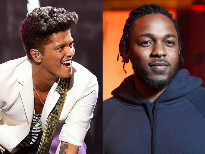 Kendrick Lamar(右)及Bruno Mars分别获得7项及5项提名。