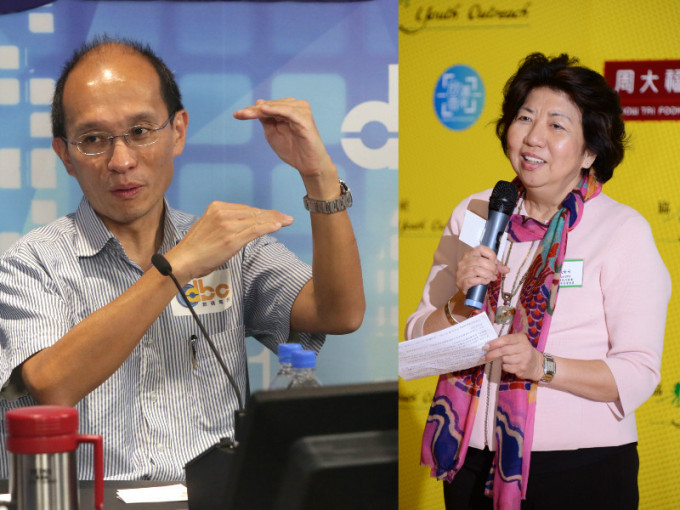 張祺忠（左）2016年曾捲校務委員會保溫瓶竊聽風波，紀文鳳（右）。資料圖片