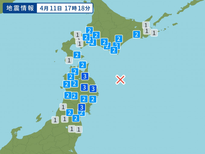 日本青森以东海域6级地震 。网上图片