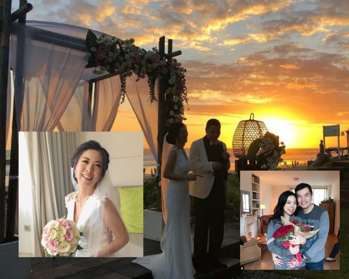吴忠义与女友Beth在峇里海边举行黄昏浪漫婚礼。