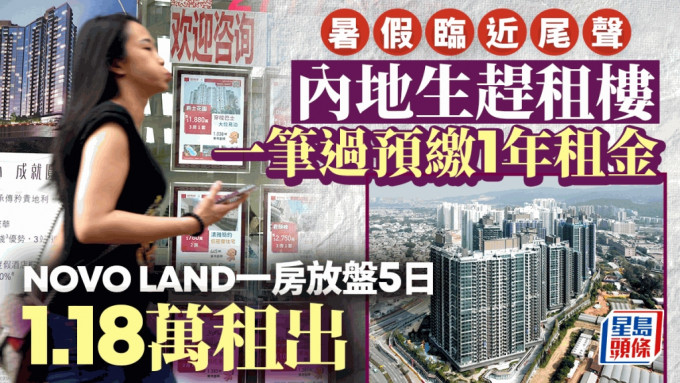 暑假臨近尾聲 內地生趕租樓 NOVO LAND一房放盤5日 1.18萬租出