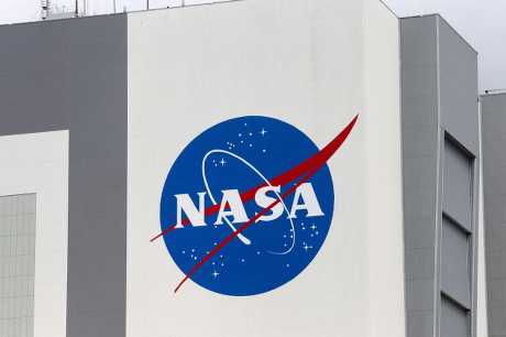 美國甘迺迪太空中心的NASA標誌。路透社