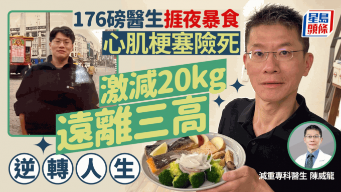 176磅医生捱夜暴食 35岁心肌梗塞险死！靠1饮食法激减20kg逆转人生