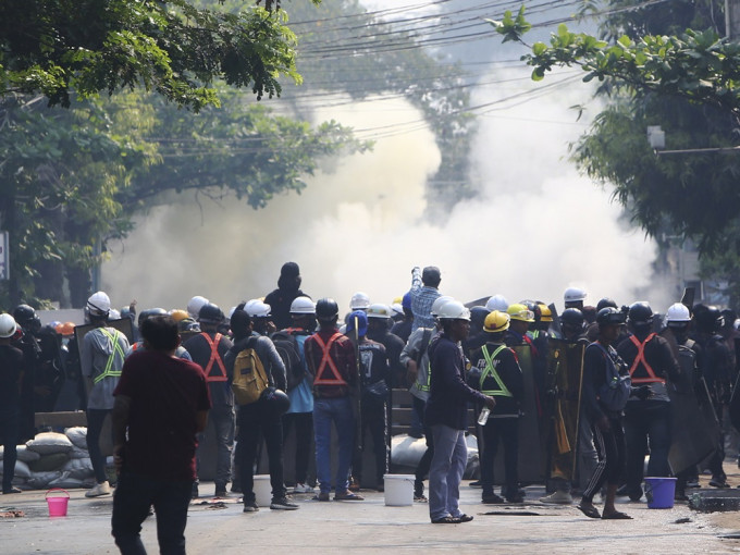 緬甸反政變示威持續。AP圖片