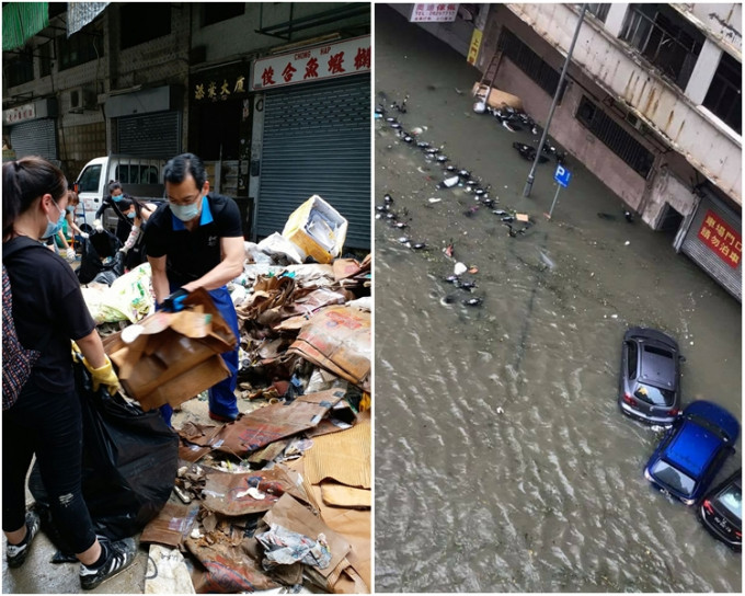 澳門早前受「天鴿」吹襲，導致街道水浸。資料圖片