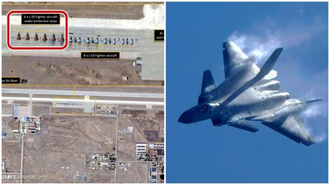 西藏日喀则空军机场罕见部署了「歼20」战机。