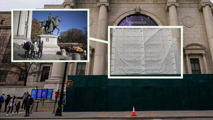 老罗斯福骑马雕像于上周三被移除。美联社图片