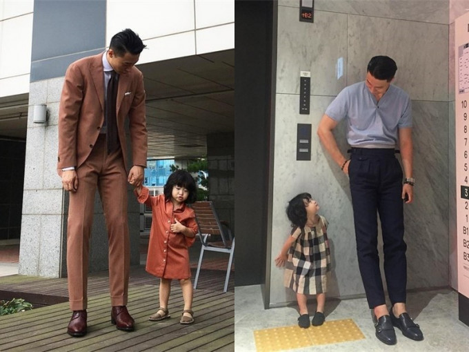 长腿爸爸和女儿超萌身高差。johnwaynekim
 IG