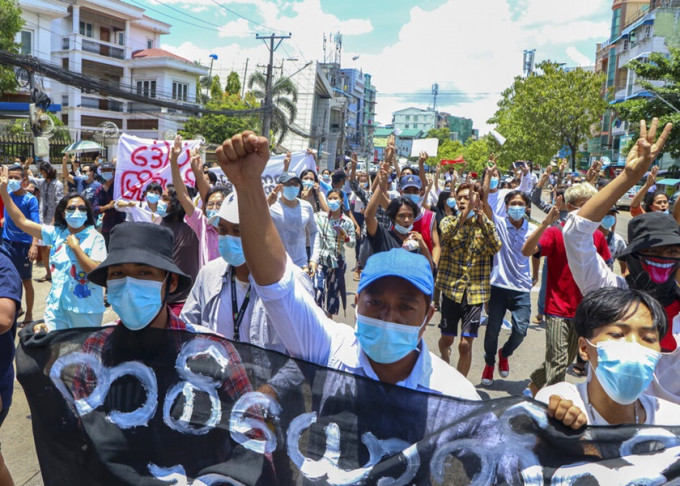 緬甸民間抗議及公民不服從等反政變抗爭行動持續。AP資料圖片