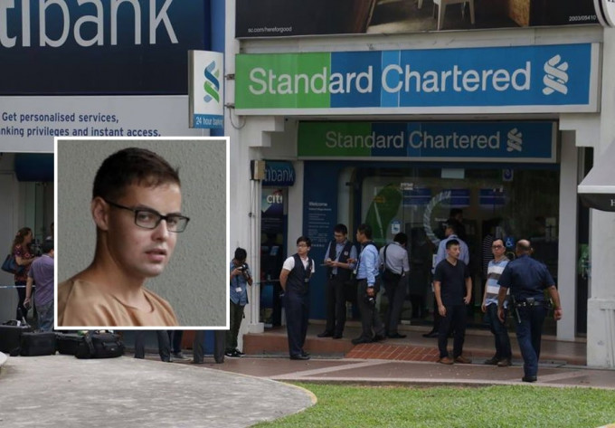 一名加籍男子罗奇（David Roach）被控于前年打劫一间新加坡渣打银行。网图