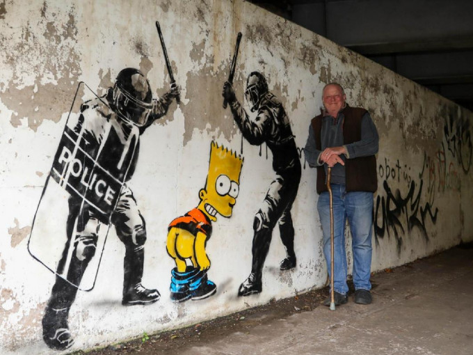 事主Darrell Meekcom相信作品由Banksy所繪，感激能成為他筆下的主角。（網上圖片）
