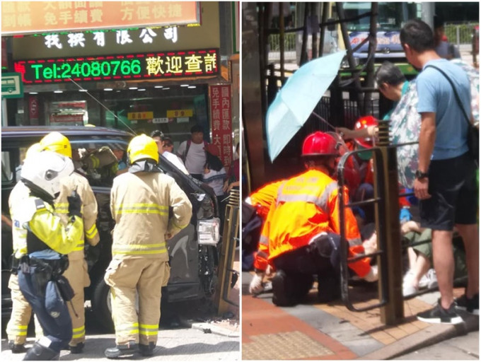有客货车撞上行人路铁栏。香港突发事故报料区网民陈秋雄‎图片