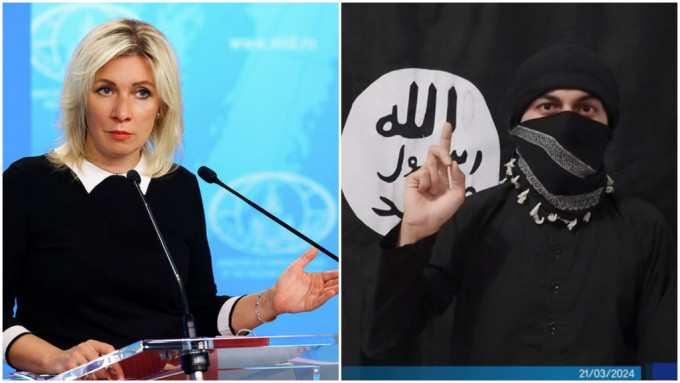 扎哈羅娃（左）稱ISIS近年只針對美國的「敵人」發動襲擊，很「巧合」。