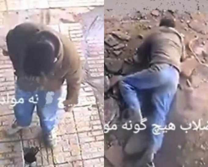 坑渠扔烟头触发气体爆炸，伊朗男子被炸飞。网上图片