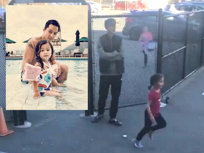 網民在美國偶遇吳彥祖，親自送女兒上學。網上圖片
