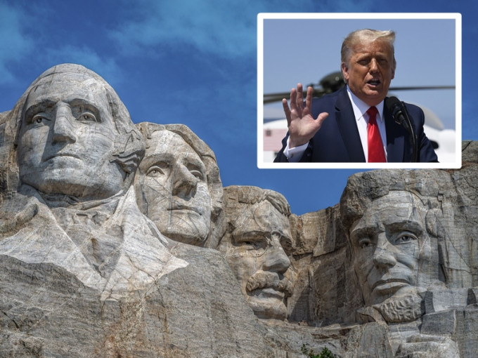 美媒指特朗普曾說自己有個夢想就是見到總統山有他的雕像。 AP/Unslpash圖片