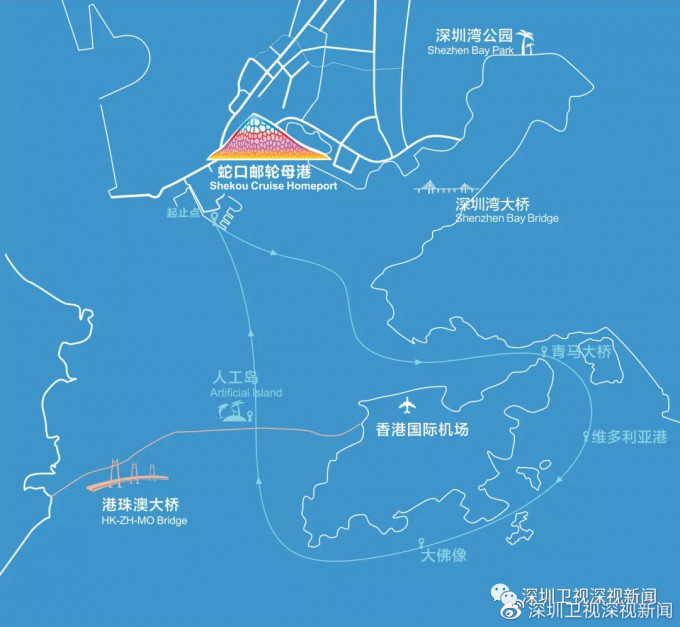游船行程全长56.4海里，经过多个景点。深圳卫视图片