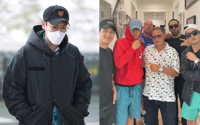 T.O.P在6月时被拍得现身仁川机场，最近格林美奖制作人Scott Storch、B.Lee分享了与他在Studio合照。