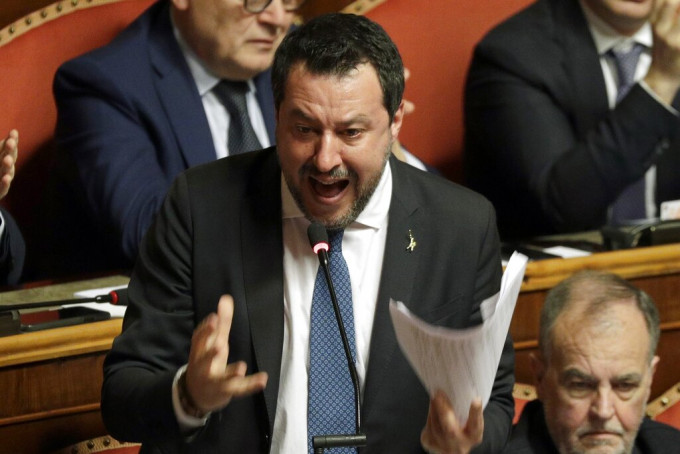 意大利极右联盟党领袖萨尔维尼。AP