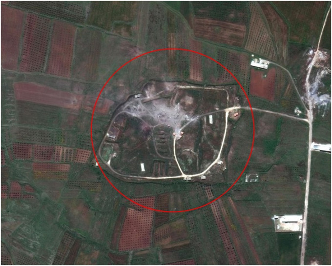 人造衛星圖片顯示敘利亞境內一些設施受到廣泛破壞。網圖