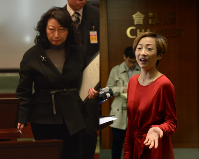 律政司司长郑若骅到立法会回应UGL检控事件(左)；陈淑庄质疑检控能否无偏颇。(右)