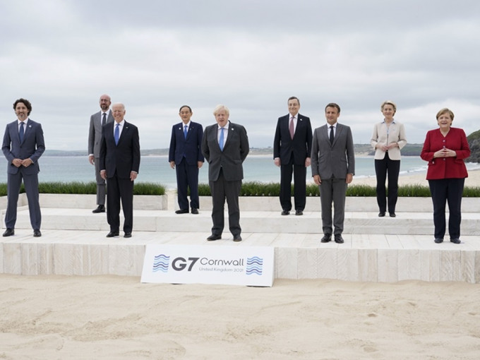 G7会后公报指，将呼吁中国尊重香港高度自治新疆人权及基本自由。AP相片