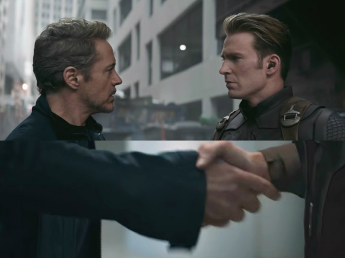 美国队长Iron Man世纪握手为假象。电影图片