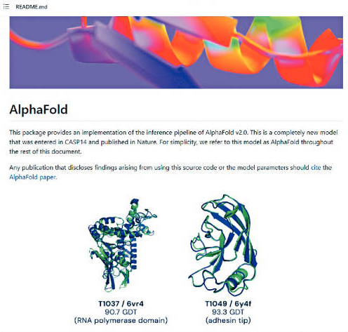 AlphaFold 2源碼已上載GitHub，並顯示多個以AlphaFold預測的蛋白3D 結構，預測可大大加快人類對於蛋白功能的瞭解，加快藥物研發。
