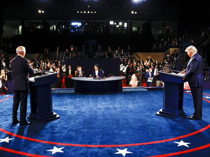 美國總統大選展開最後一場電視辯論，特朗普和拜登為國家安全的議題討論。AP圖片