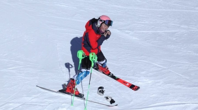 金和曉在高山滑雪初賽出局。 港協暨奧委會圖片