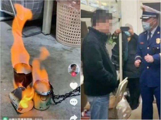 云南一名大学生于宿舍生火取暖，结果被消防员上门训斥。网图