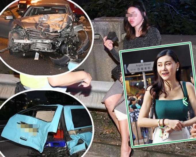 30歲女司機未能通過酒精呼氣測試。據悉，被捕女子為模特兒蔡淽淇（右小圖資料圖片）。