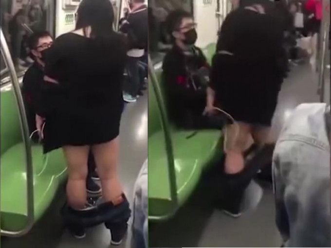 内地一对情侣在地铁吵架，女友激动脱裤：你给我跪下！（网图）