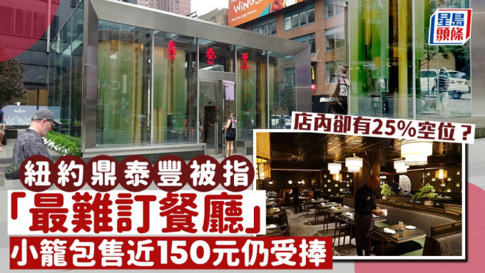 纽约鼎泰丰被指「最难订餐厅」 小笼包售近150元仍受捧 店内却有25%空位？