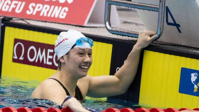 何诗蓓在多伦多站赛事夺得400米自由泳铜牌。 AP