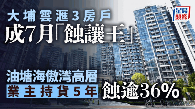 大埔雲滙3房戶成7月「蝕讓王」油塘海傲灣高層戶 業主5年蝕逾36%