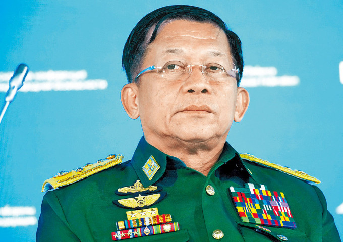 ■緬甸軍方領袖敏昂萊。