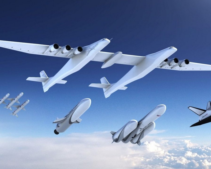 全球最大双机身飞机Stratolaunch。网图