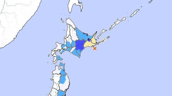 北海道釧路外海發生5.7級地震。（日本氣象廳）