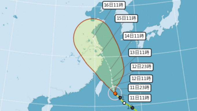 梅花路径走势图。台湾气象局