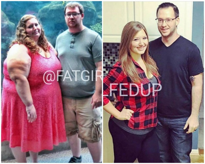 美國一對夫婦成功減去約181公斤。Fatgirlfedup fb圖片