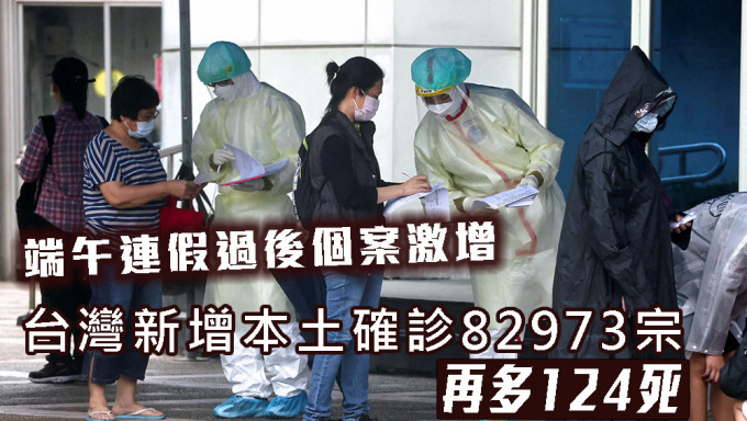 台灣新增本土確診82973宗，再多124死。路透社圖片