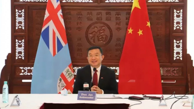 中國大陸駐斐濟大使周劍透露，斐濟已將台駐斐濟機構名稱糾正為「台北商務辦事處」。