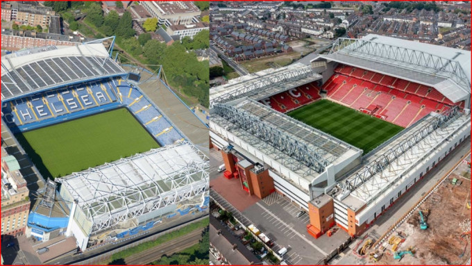 史丹福桥球场（左图）及晏菲路球场（右图）因为球场太小，未能附合举办欧洲国家杯的要求。网上图片