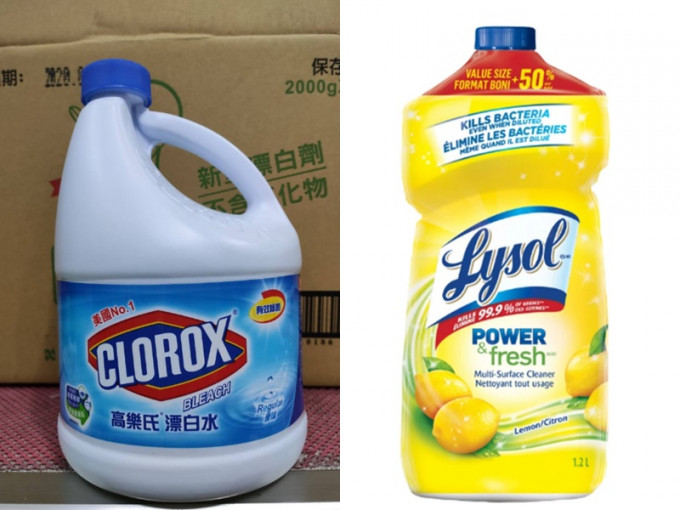 高樂氏漂白劑與Lysol多用途清潔劑均上榜。網圖