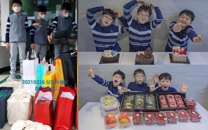 大韩、民国、万岁每年生日，粉丝都亲自送生日礼物给他们。
