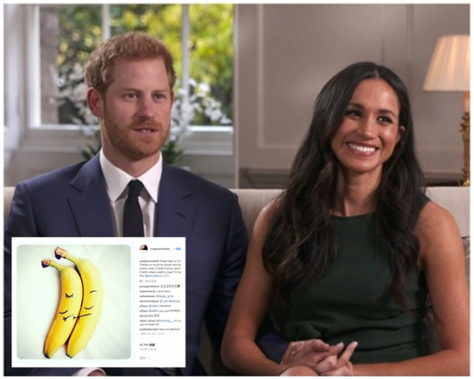 梅根曾以两只香蕉甜蜜地「依偎」在一起的图片，暗示她和哈里开始谈恋爱。AP, 
meghanmarkle IG图片