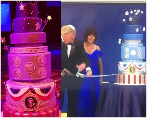 左為奧巴馬的就職蛋糕；右為特朗普的。網圖