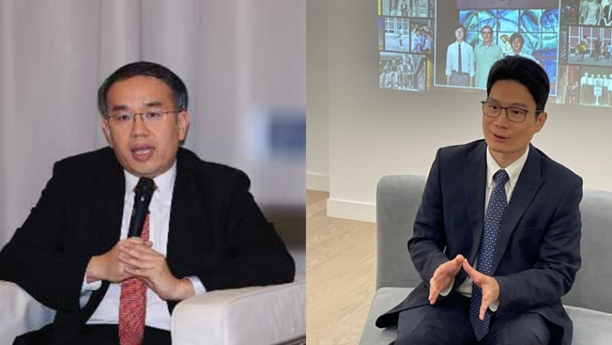  財經事務及庫務局局長許正宇（左）與副局長陳浩濂（右）以不同方式勉勵考生。