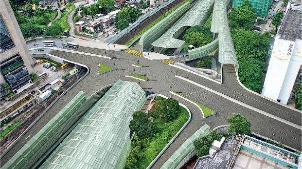 大埔公路沙田段下月完成擴闊，將分兩周日開通新車道。土拓署電腦圖